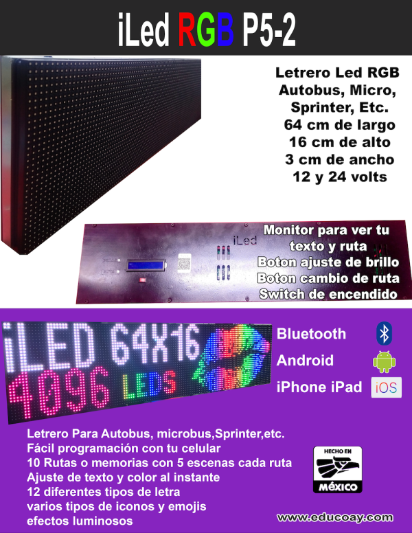 Letrero LED  RGB para Transporte P5-2 - Imagen 4